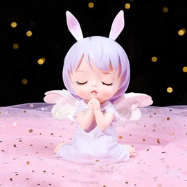 Blessing Angel Cute Piggy Bank for Girls Makes a Perfect Unique Gift, Nursery Décor, Keepsake, Baby Baptism Gift, or Savings Piggy Bank for Baby Violet