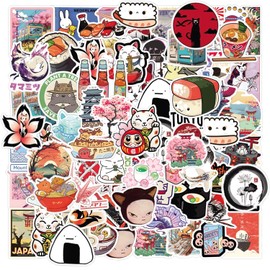 110 PCS Culture Stickers Mixed Pack, Japanese Style Vinyl Stickers for Kids, Teens, Enthusiasts, Decorative Waterproof Stickers for Laptop, Luggage, Helmet, Skateboard, Guitar