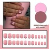 SEMATA Pink French Tip Press on Nails Short Square Acrylic