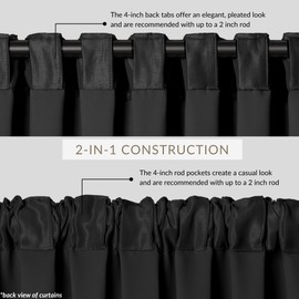 Elrene Home Fashions All Seasons Energy Efficient Room Darkening Rod Pocket Window Panel, 52" x 84" (1), Black