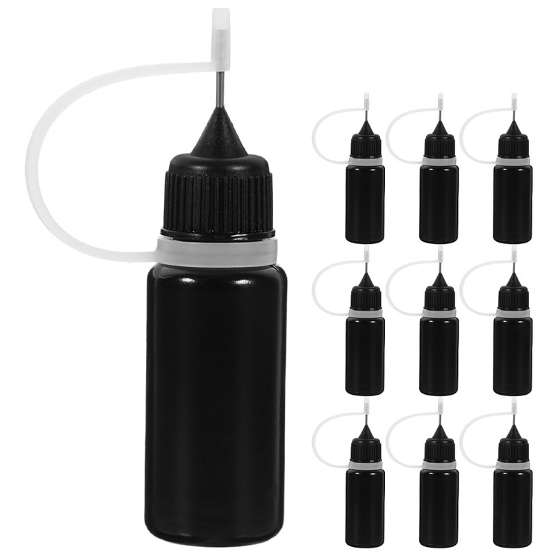 GLEAVI 10pcs Black Glue Bottle 30ml Squeeze Bottles Glue Applicator
