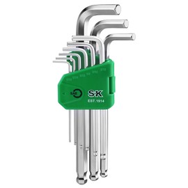 SK 9-Piece Allen Wrench Set, Hex Key Set, SAE Ball End Hex L-Key, S2 Steel