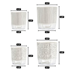 BamLue 4-Piece Self Watering Plant Pot for Indoor Plants, Self Watering Planter, Flower Pots Outdoor Indoor, Planters with Drainage Hole and Tray Saucer, Houseplants Pots with Water Reservoir