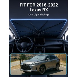 Proadsy Windshield Sun Shade Umbrella for Lexus RX 2016-2022 Foldable Car Umbrella Sunshade with Soft TPU Handle Spring Structure Crystal Cooling Material Protect Car from Rays & Heat