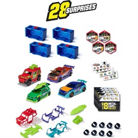 Majorette Tune Ups Series 1 Set of 4 28 Surprises Metal Tune Cars 4 out of 18 Cars in Surprise Pack with Tuning Accessories Delivered 4 Pieces Random