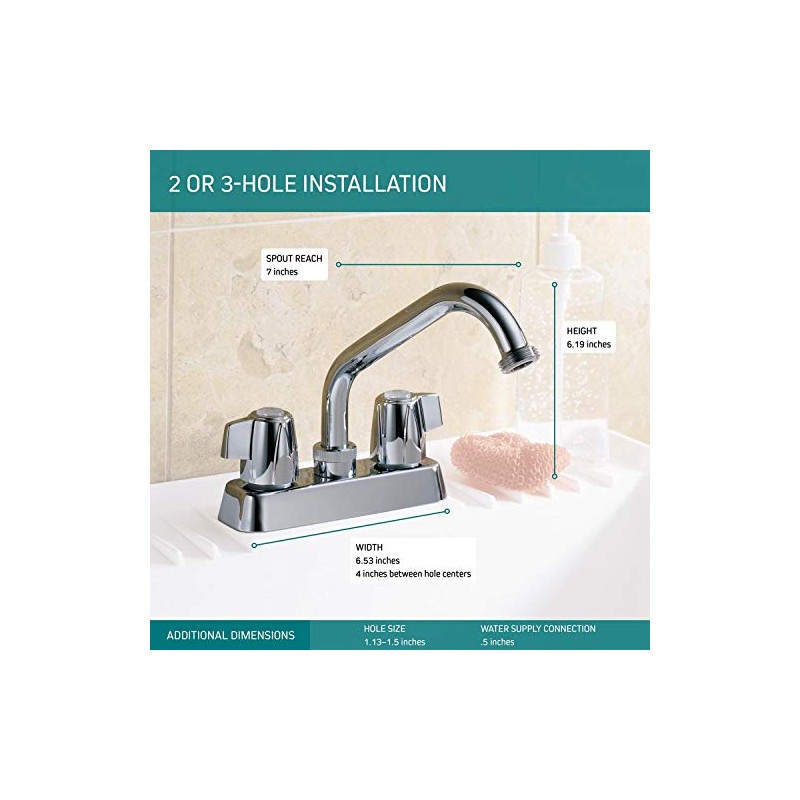 Peerless 2-Handle Centerset Utility Sink Faucet, Chrome P299232