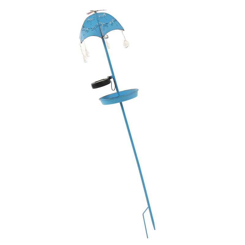 Solar Bird Feeder LED Floor Lamp with Feeding Tray Umbrella