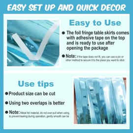 3 Pack Light Blue Tinsel Table Skirts