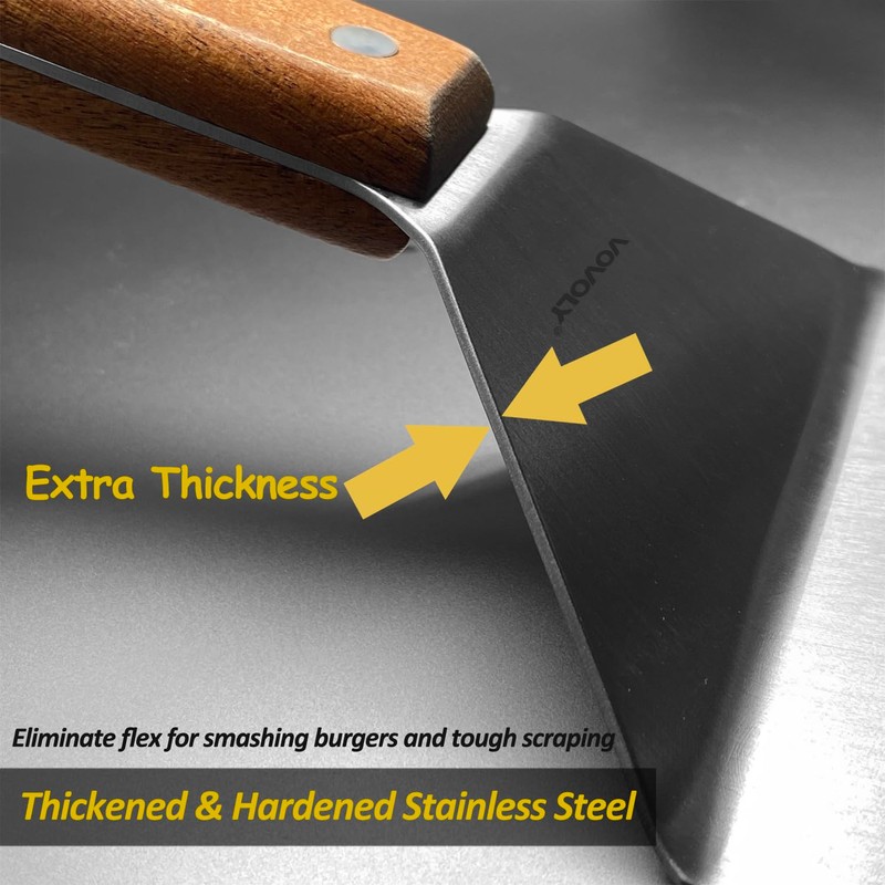 Stainless Steel Metal Spatula, Long Griddle Spatula, Hamburger Smasher Turner