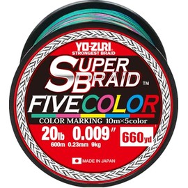 Yo-Zuri Superbraid 660 yd Floating Braid, 5-Color, 20 lb