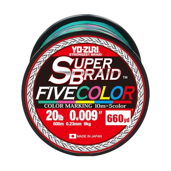 Yo-Zuri Superbraid 660 yd Floating Braid, 5-Color, 20 lb