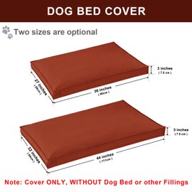 VENESSCO Dog Bed Covers Replacement Washable, Waterproof Dog Bed Cover with Zipper, 36Lx27Wx3H inch Durable Oxford Pet Bed Cover for Outdoor/Indoor Use, Cover Only, Tangerine