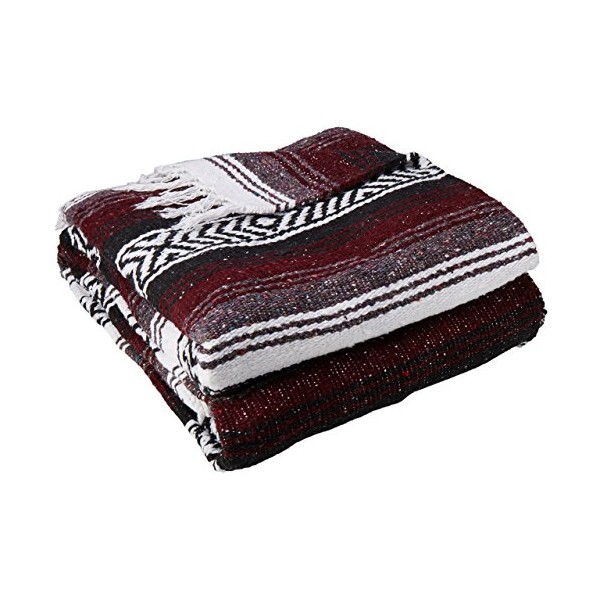 YogaDirect Deluxe Mexican Yoga Blanket, Burgundy, 76-Inch x 57-Inch