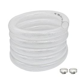 3/4" ID x 1" OD - 10 Ft High Pressure Braided Clear PVC Vinyl Tubing Flexible Vinyl Tube, Heavy Duty Reinforced Vinyl Hose Tubing