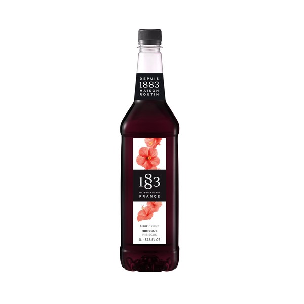 1883 Maison Routin Hibiscus Syrup, Flavored Syrup, Plastic Bottle, Vegan,