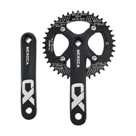 PETCHOR Square Taper Crankset MTB, Mountain Bike Single Speed Crankset, Bicycle Crank Arm Set 170mm 104BCD, 42T Chainring & Bolts, Black