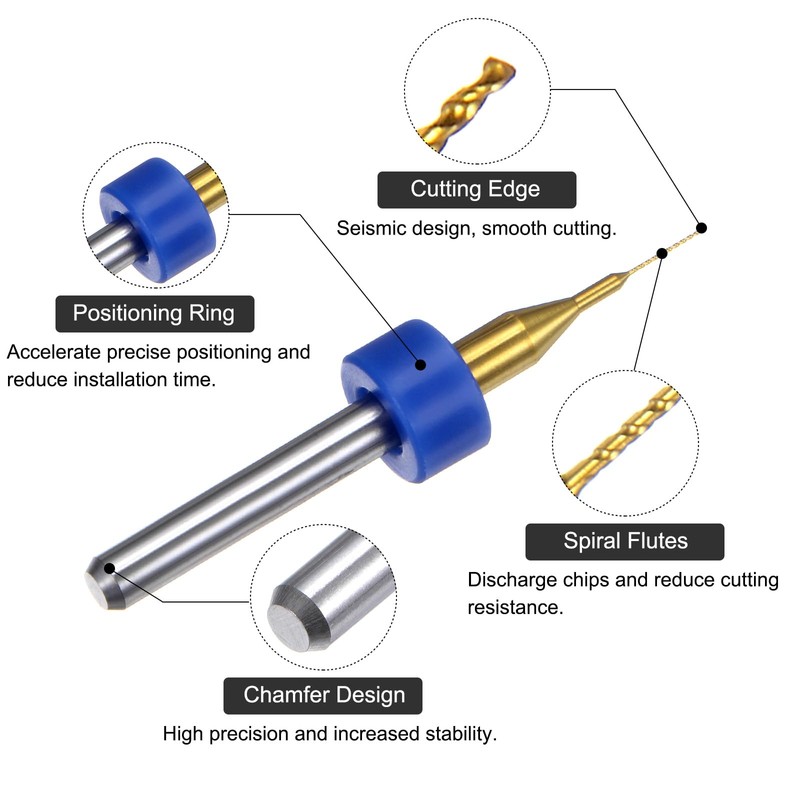 sourcing map 10pcs PCB Drill Bits 1/8" Shank 0.25mm Titanium