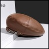 White Fang CZ336 Beret Leather Chain, Simple, Rock Hat, For