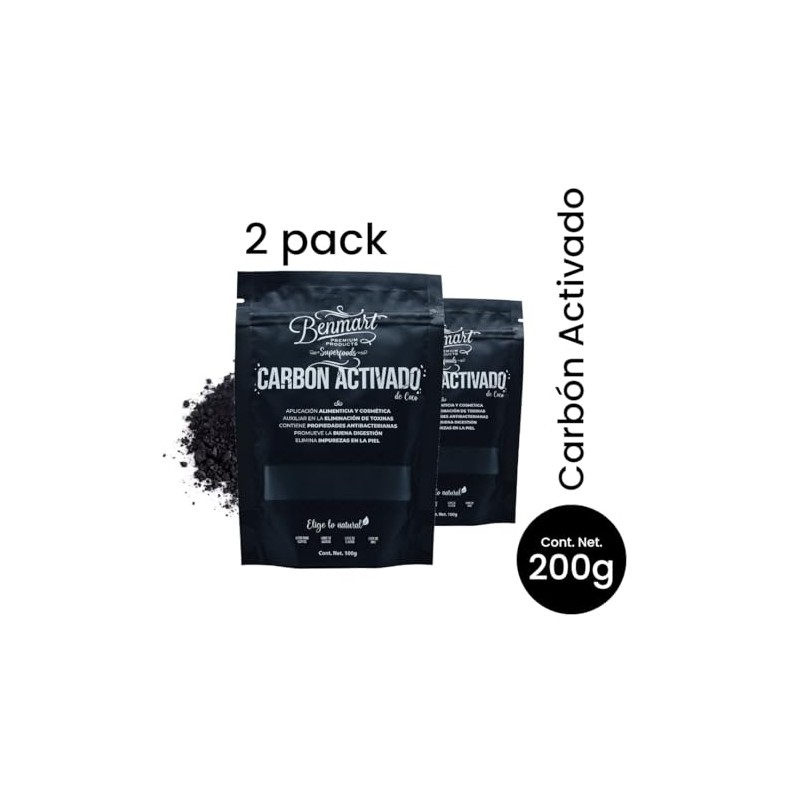 Benmart - Carbón activado - 2 Pack x 200 gramos