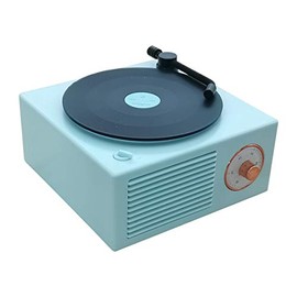 KintiSun Old Fashioned Classic Style Bluetooth Speaker Green Vinly Record Player Style Cute Look Creative Gift for Girls Bass Enhancement Loud Volume Speaker