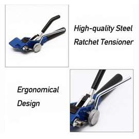 Steel Strapping Banding Kit, Steel Banding Tensioner Cutting Tool with 100Feet Length 304 Stainless Steel Band Coil 100pcs Steel Ear-Lock Buckle for Strapping Packing