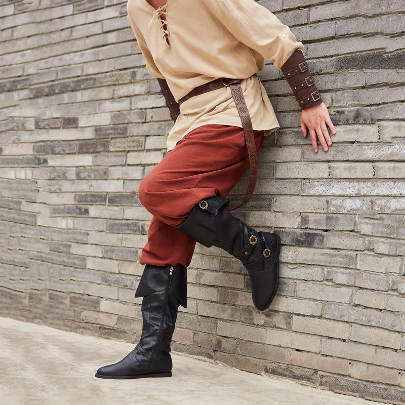 Galindopia Unisex Cosplay Boots Flat, 108 Black