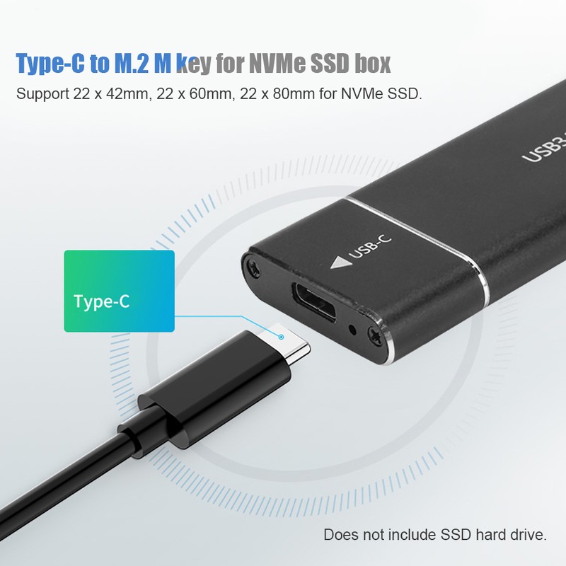 USB3.1 to M.2 for NVME HDD Enclosure for Windows 98