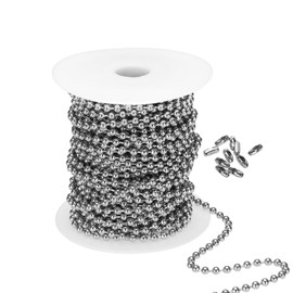 PATIKIL 4.0 mm x 56 ft 304 Stainless Steel Ball Chain 1 Set Ball Chain Bead with 100 Pieces Matching Connector Clasp for Necklace Hanging Pendant Rings DIY Crafts