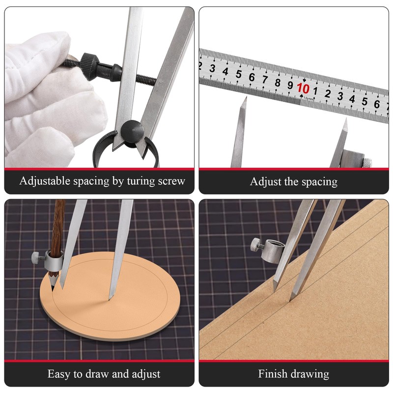 8 inch Professional Woodworking Compass Scribe, Spring Wing Drafting Divider