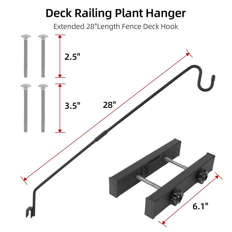 Deck Hook Railing Mount - Heavy Duty Metal Shepherds Hook