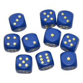 StarMall Set of 10 16MM Six Sided D6 Round Wooden Dice Set (Blue)