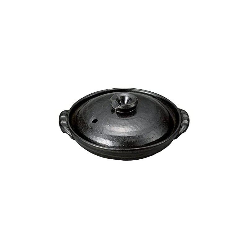 Black Glazed No. 5 Ceramic Plate (Yanagawa) [5.9 x 2.8