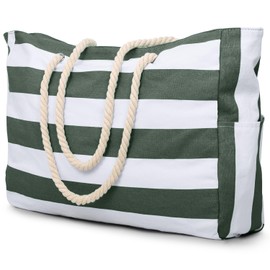 oscaurt Beach Bags for Women Waterproof Beach Tote Bag with Zip Foldable Travel Bag Shoulder Bag Holiday Essentials Canvas Gym Bag Shopping Bags