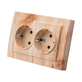 Recessed Wall Socket, Wall Socket Set, 250 V AC 16 A Inner Wall Socket, White Woodgrain with Double Grounding Wall Socket