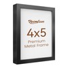 Heimlove 4x5 Metal Picture Frame,Black Aluminum Photo Frames-Real Tempered Glass,Tabletop