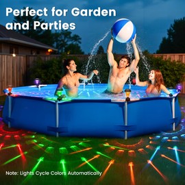 SUNCKET Solar Pool Lights for Framed Above Ground Pools, Waterproof Lights at Night Backyard Pool Accessories, RGB Color Light for Frame Swimming Pools, 6 Pack