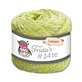 Frida's Wollhaus Frida's 100 g #14te Linen Summer Yarn Crochet Knitting Wool Yarn 40 Colours (7311 | Lime Green)