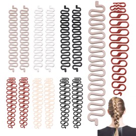 XZEIT 12PCS Plastic French Hair Braider Braiding Tool Machine Hair Twist Styling Clip Braider Roller Bun Maker DIY Hair Band Accessories Fast Spiral Hair Braiding Tool for Hairstylist Girls Women
