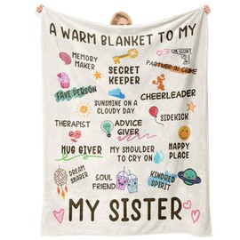 Nuowagify Sister Birthday Gifts, Sister Blankets Gifts from Sisters 60"x50", Mothers Day Christmas Birthday Graduation Gift for Sisters Girls, Unique Sis Gift