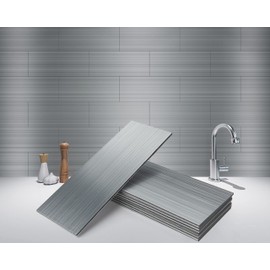 Art3d 4" x 12" Peel and Stick Stainless Steel Metal Backsplashes for Kitchen (30 Pack)