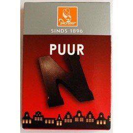 De Heer Baronie Pure Chocolade Letter (Dark Bittersweet Chocolate initials) Small size 2.25 oz / 65 gr (Letter ( N ) Dark / Puur)