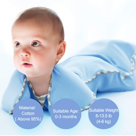 NARUTOO Baby Swaddle Sack, Multi-Color Newborn Boy or Girl Adjustable Sleep Sack Breathable Soft Premium Cotton Suit for Kids Aged 0-3 Months (Blue)