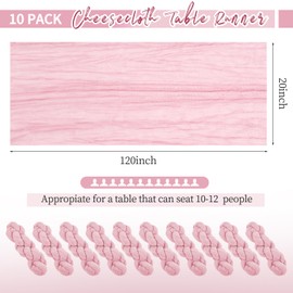 10 Pack Pink Table Runner 10Ft Cheesecloth Table Runner Boho Gauze Table Runner Long Cheese Cloth Table Runner Romantic Sheer Fabric Table Runners for Wedding Party Bridal Shower