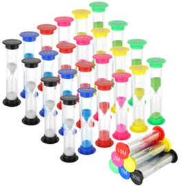 GOYADA Set of 36 Sand Timers, 6 Colours, 30 S/1 Min/2 Min/3 Min/5 Min/10 Min, Sand Timer Set for Leisure, Kitchen, Games, Work
