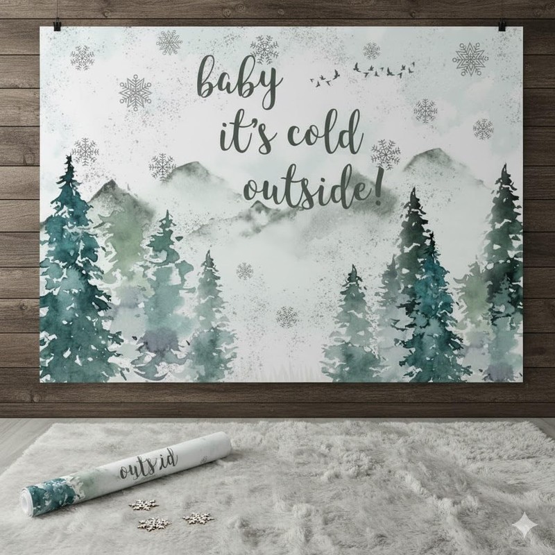 Aperturee Baby It's Cold Outside Backdrop, 7x5ft Winter Wonderland Baby