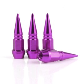 SINGARO 45mm Spiked Aluminum Stem Valve Caps,4PCS Dustproof Tire Wheel Stem Caps for Cars,SUVs,Trucks Bicycles and Motorcycles(Purple)