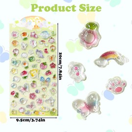 3D Cute Stickers Puffy Stickers Party Bag Filler for Party Rewarding Gifts Kawaii Sticker for Scrapbooks Planners Journals Laptops Adorable Cartoon Mini Sticker for Adult (Green)