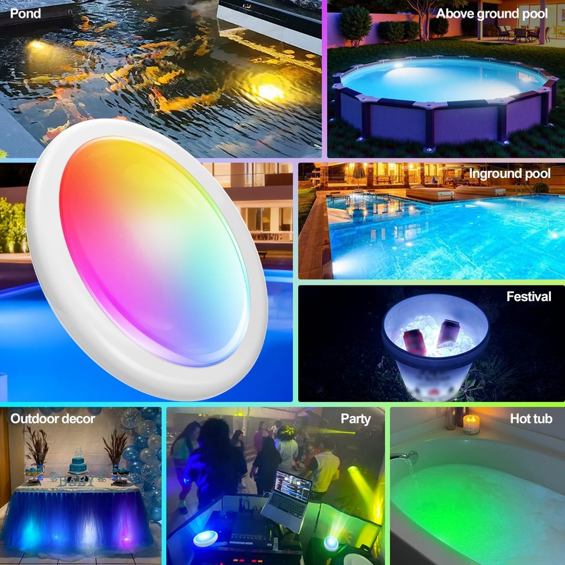 Askyli Pool Lights for Above Ground Pools, Upgraded Rechargeable Dynamic