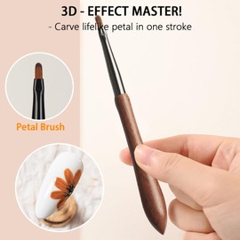 MOLILON Nail Art Brushes, Flowers Drawing Nail Brush, Versatile Nails Painting Pen Tools for Acrylic Round Flat Painting Petals Leaves and Intricate Art Designs for DIY & Salon Use