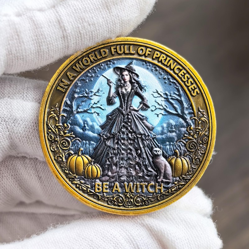 Empowering Witch Challenge Coin – 1.57-inch Motivational Metal Coin with